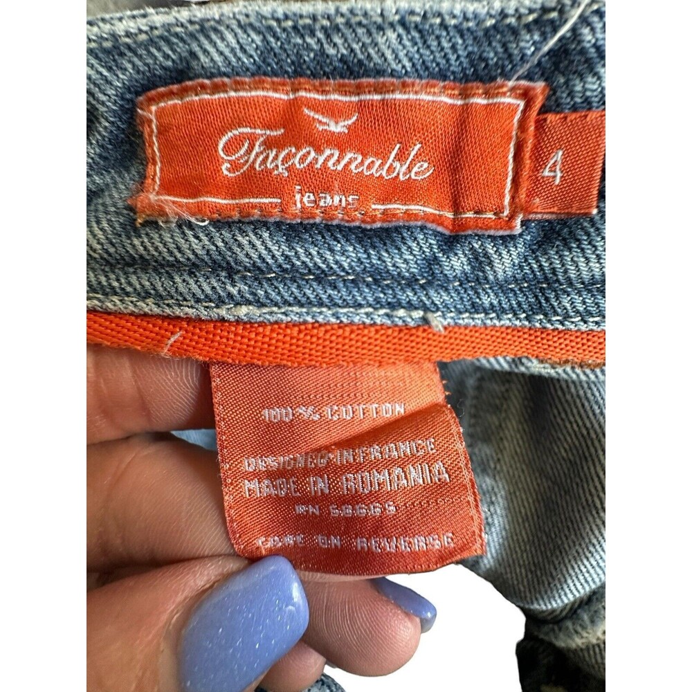 Faconnable Jeans Size 4 Bootcut Straight Blue Black Denim 100% Cotton #O2-5 - Picture 4 of 13